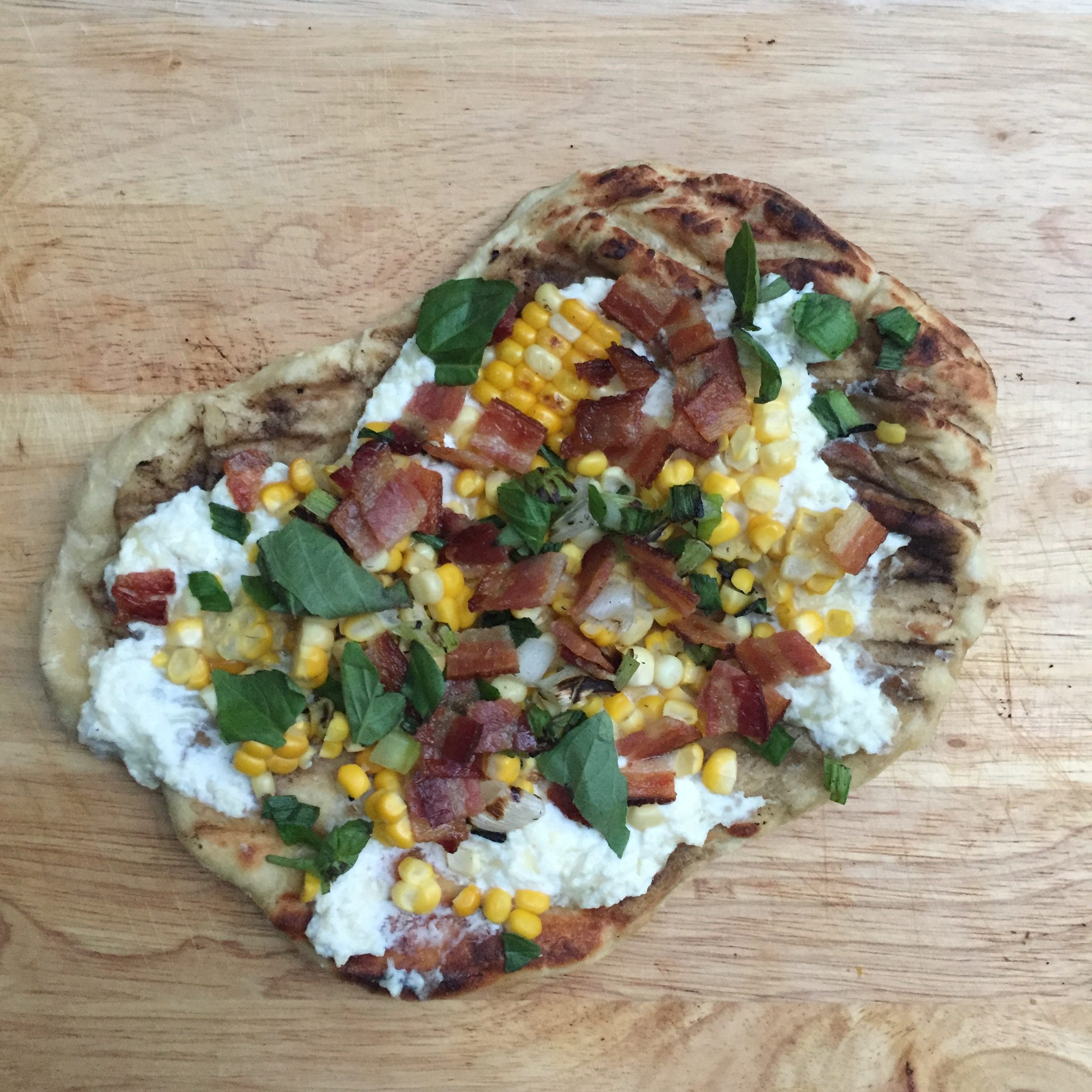Grilled Corn and Bacon Pizza; Boston Personal Chef
